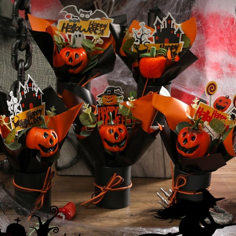 Practical Plastic Halloween Floral Feature Bats Pumpkins For Indoor And Outdoor Holiday Decoration