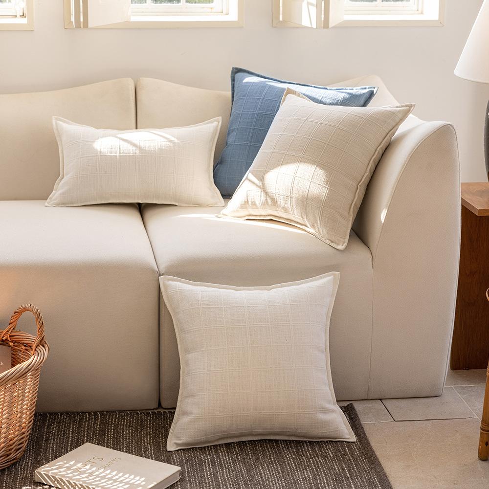 Jmg Clothing Unisex 30X50/45X45/50X50cm Simple Solid-Color Throw Pillowcase Cojines 2Sided Jacquard Plaid Sofa Cushion Cover Headboard Pillowcases