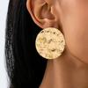 A Pair of Women's Earrings, Geometric Round Hammered Pattern, Fashionable and Simple Earrings, Suitable for Daily Wear and Vacation Wear