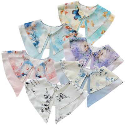Fashion New Oil Printed Fake Collar Women Detachable Collars For Women False Collar Lolita Lapel Tie Shawl Wrap Decoration