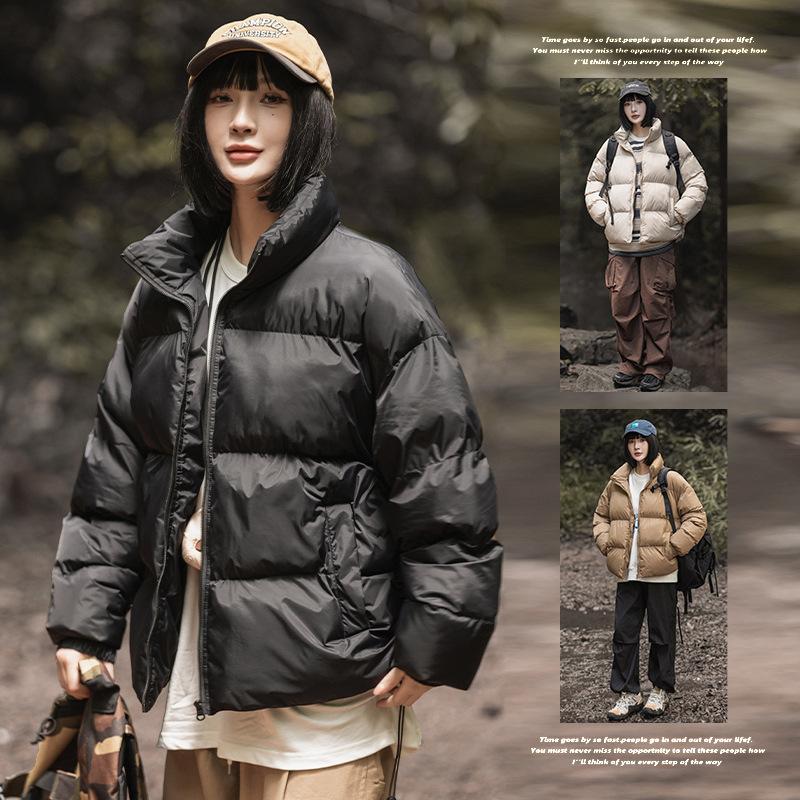 Stand-up Collar Cotton Clothes Winter Outdoor Color Matching Warm and Cold Clothes Couple's Anti-splashing Bread Clothes Winter Jackets