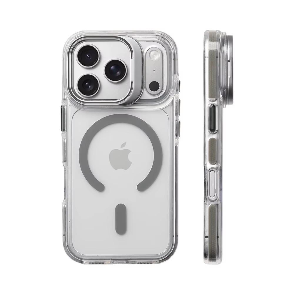 Luxury Magnetic Shockproof Clear Bumper Case for iPhone 17 Pro Max 16 15 14 13 12 Plus Air For Magsafe Lens Protect Stand Cover