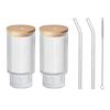 2/4Pcs Drinking Glasses Set Highball Glasses 11oz with Covers, Straws and Brush Vintage Glass Cups, Elegant Ribbed Glassware,