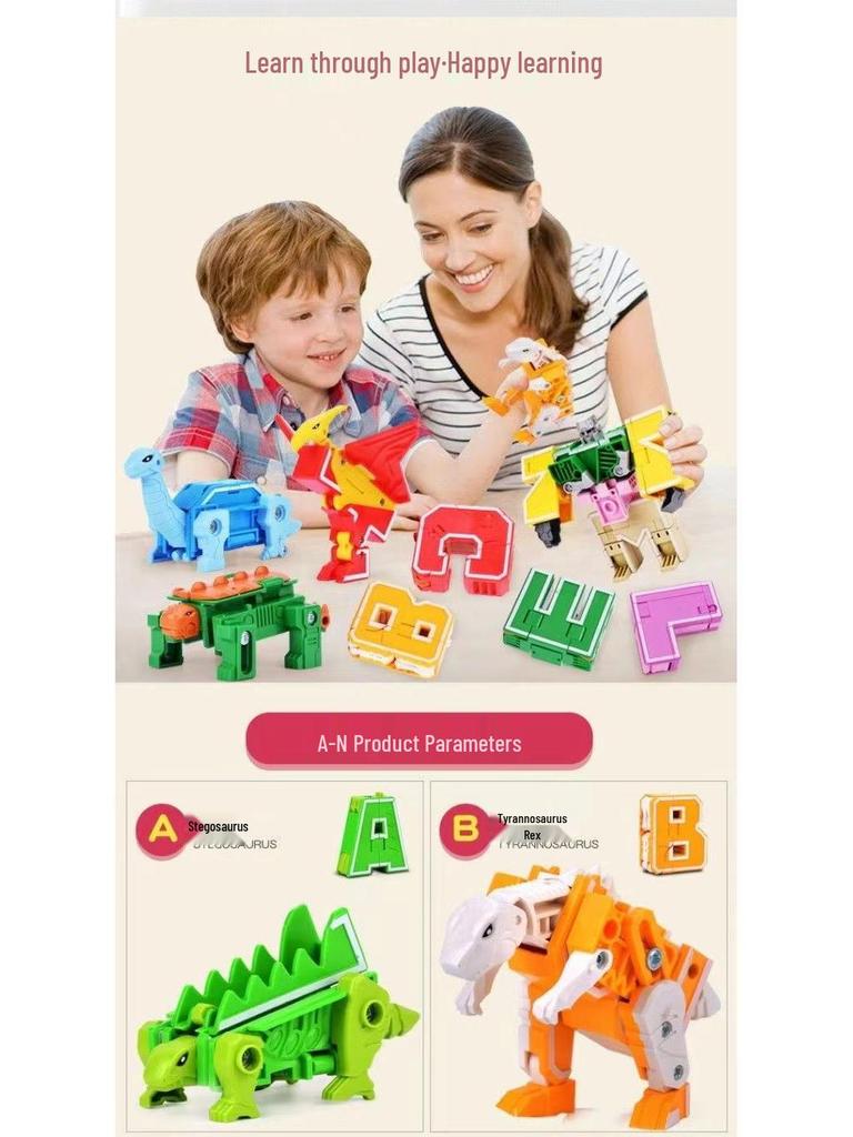 Power Rangers Alphabet & Number Transforming Robot Building Blocks Toy Set for Kids