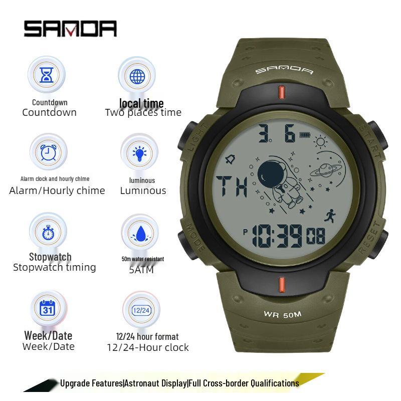 Sanda Astronaut Series Luminous Waterproof Multifunctional Sports Watch for Students
