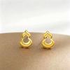 3D Rose Heart Cat Paw Hollow Gourd Gold Earrings - High Quality, Long-lasting Color Retention