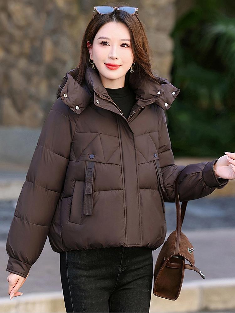 Damen Kurze Kapuzen-Winddichte Dicke Warme Winterjacke mit Quaste