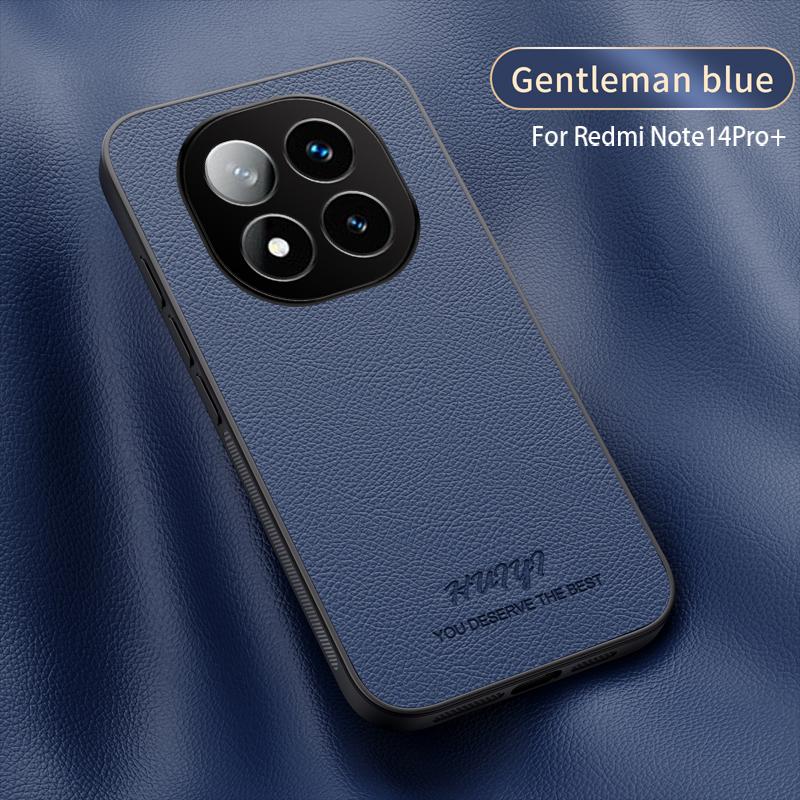 

Роскошный кожаный чехол с рисунком личи для Redmi NOTE 14 13 PRO PLUS A3 14C Xiaomi POCO F6 M6PRO X6 Ударопрочная силиконовая задняя крышка Redmi NOTE14PROPLUS синий