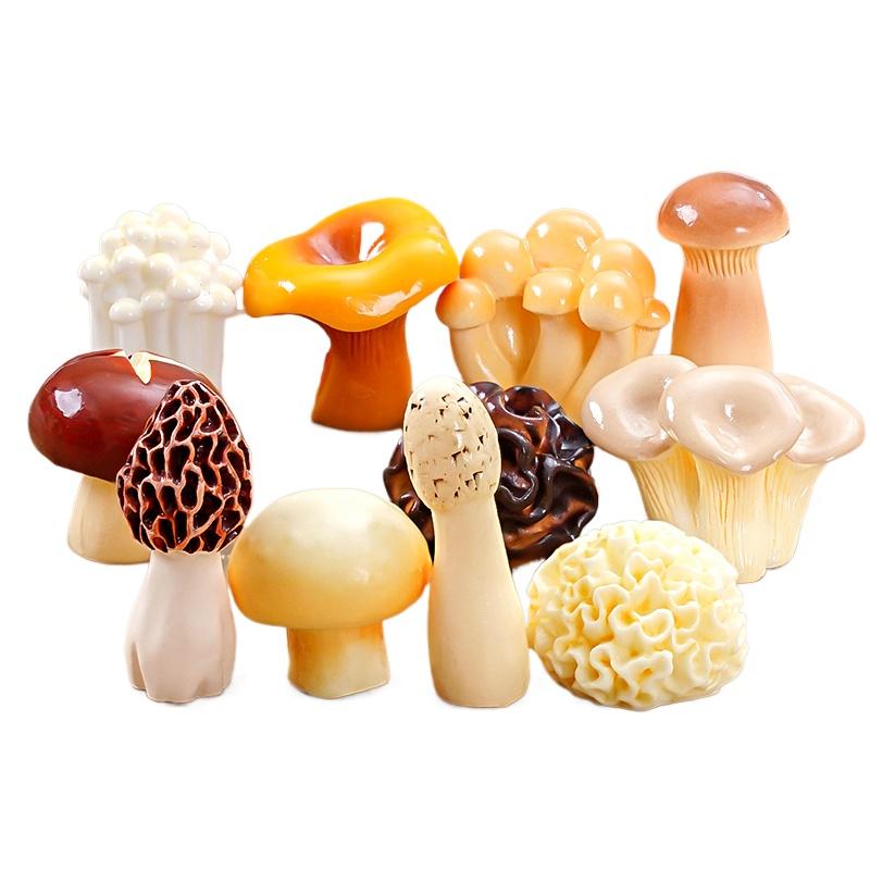 10pcs Mini Ornaments DIY Resin Mushroom Ornaments Cute Simulation Mushroom Black Fungus 11 Styles