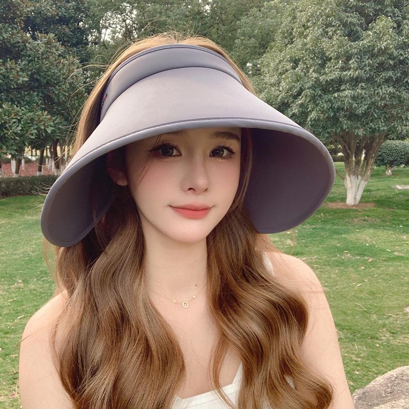 Women's Wide-Brim Summer Topless Sun Hat with UV Protection for Outdoor Sports