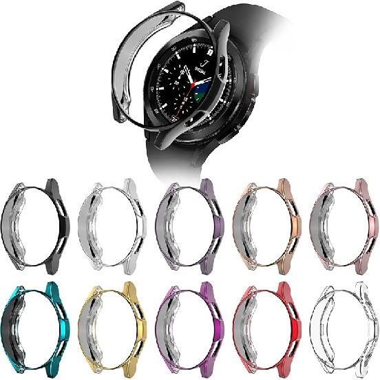 RICHONE [10-Pack] Case for Samsung Galaxy Watch 4 Classic 46mm Protector Case [NO Screen Protector], Soft TPU Thin Protective Bumper Frame Raised for Watch 4 Classic 46mm