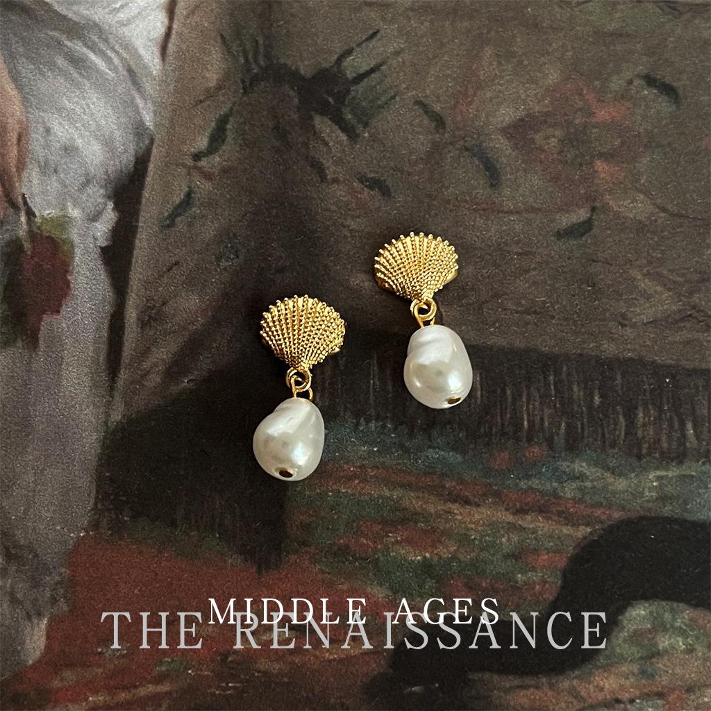 Маленькие серьги-пусеты из смолы с жемчугом в средневековом стиле, французские ретро нишевые серьги высокого класса, литературные серьги