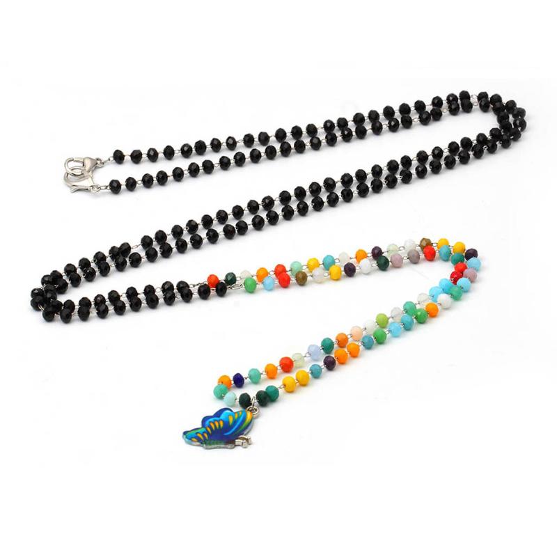 Fait à la main Porte-masque Sangle Papillon Pendentif Masque Lanière Perle  Chaîne Collier Multi Color Masque Laisse 43inch Bijoux