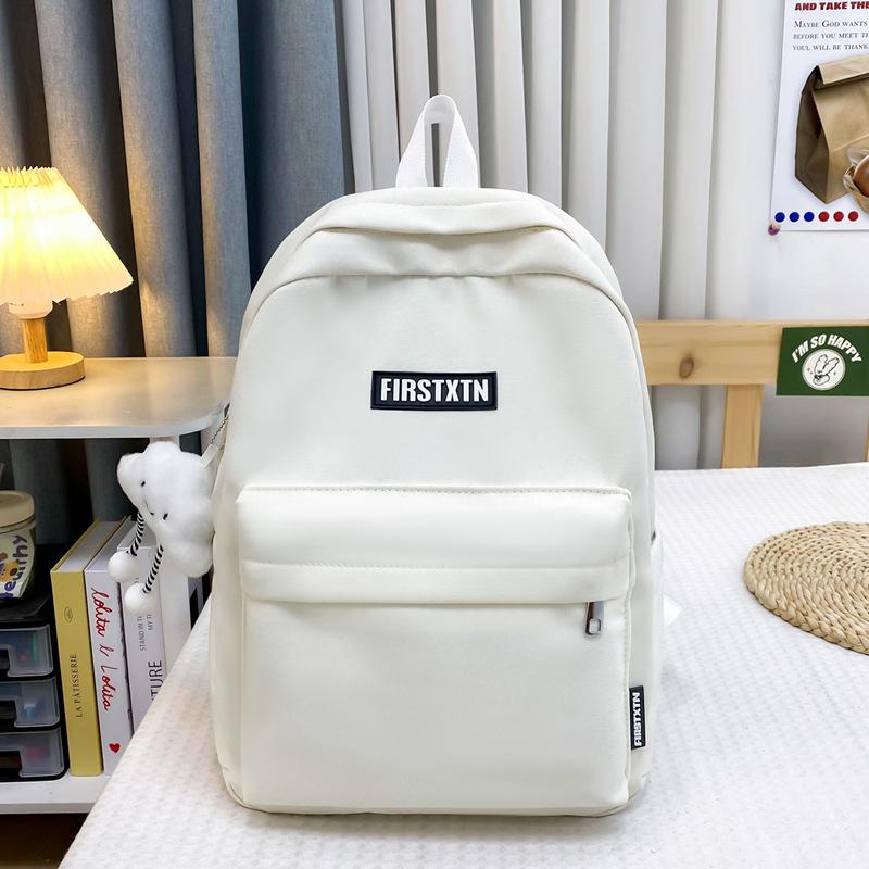 

School Bag Women S Solid Color Simple And Versatile Junior High School Backpack, Simple Style College Student Niche Large-Capacity Backpack