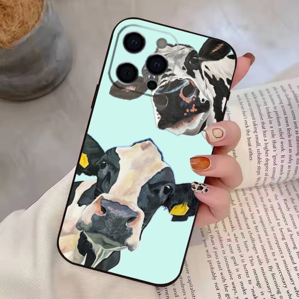 Cartoon C-Cow Cute Phone Case Silicone Soft For IPhone 17 16 15 14 13 12 11 X XR Plus Pro Max Plus