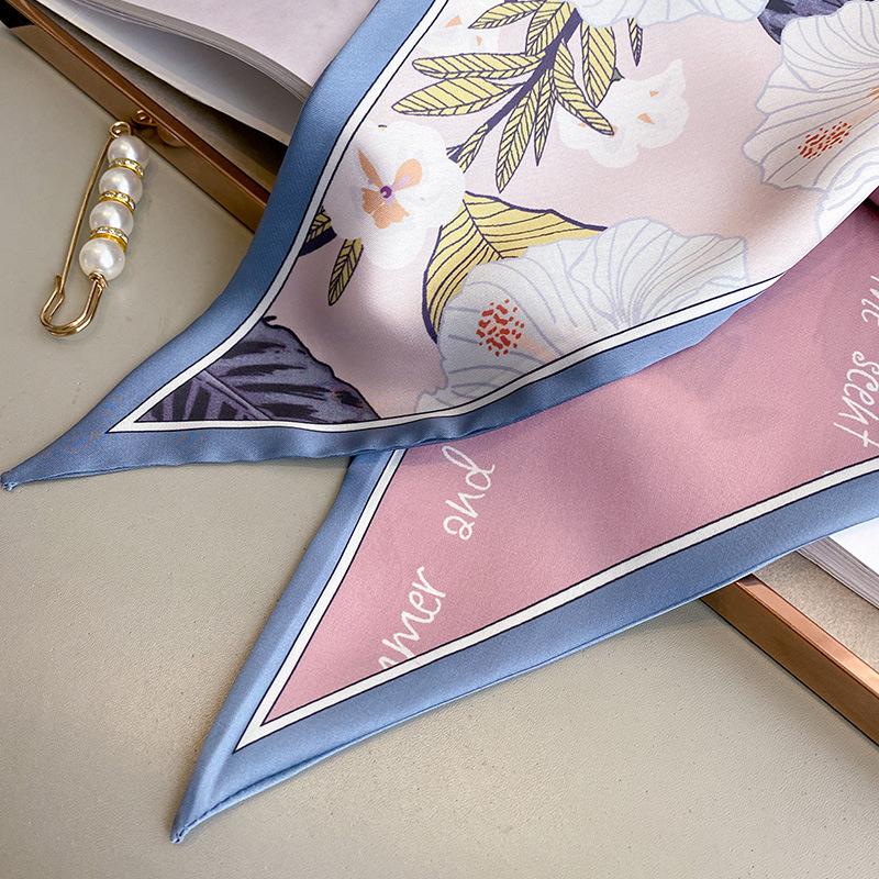 New Luxury Narrow Short Woman's Twill Silk Scarf For Cloth Hair Strip Silk Ribbon Small Neck Scarves Bag Handle Scarf Ladies Tie