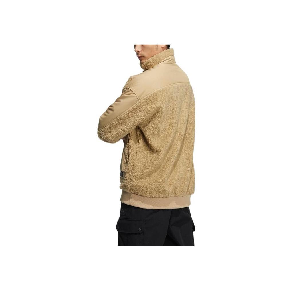 Adidas Solid Color Logo Zip-Up Jacket Men Outerwear Khaki HP1391