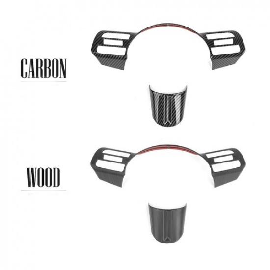Carbon Fiber ABS Steering Wheel Frame Button Cover Trim For Hyundai Tucson 2025