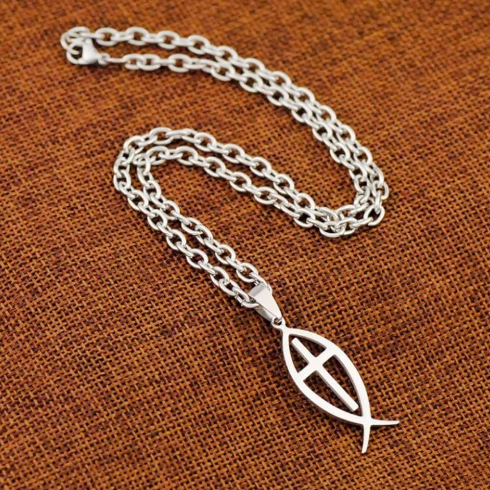 Kresťanský symbol Ryba Ichthys Prívesok Náhrdelník Dĺžka 45 cm