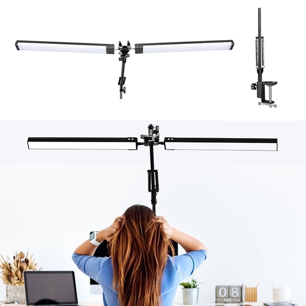3 Modes Double Head Lamp Dimmable Folding Desk Light Flexible Reading Light Study