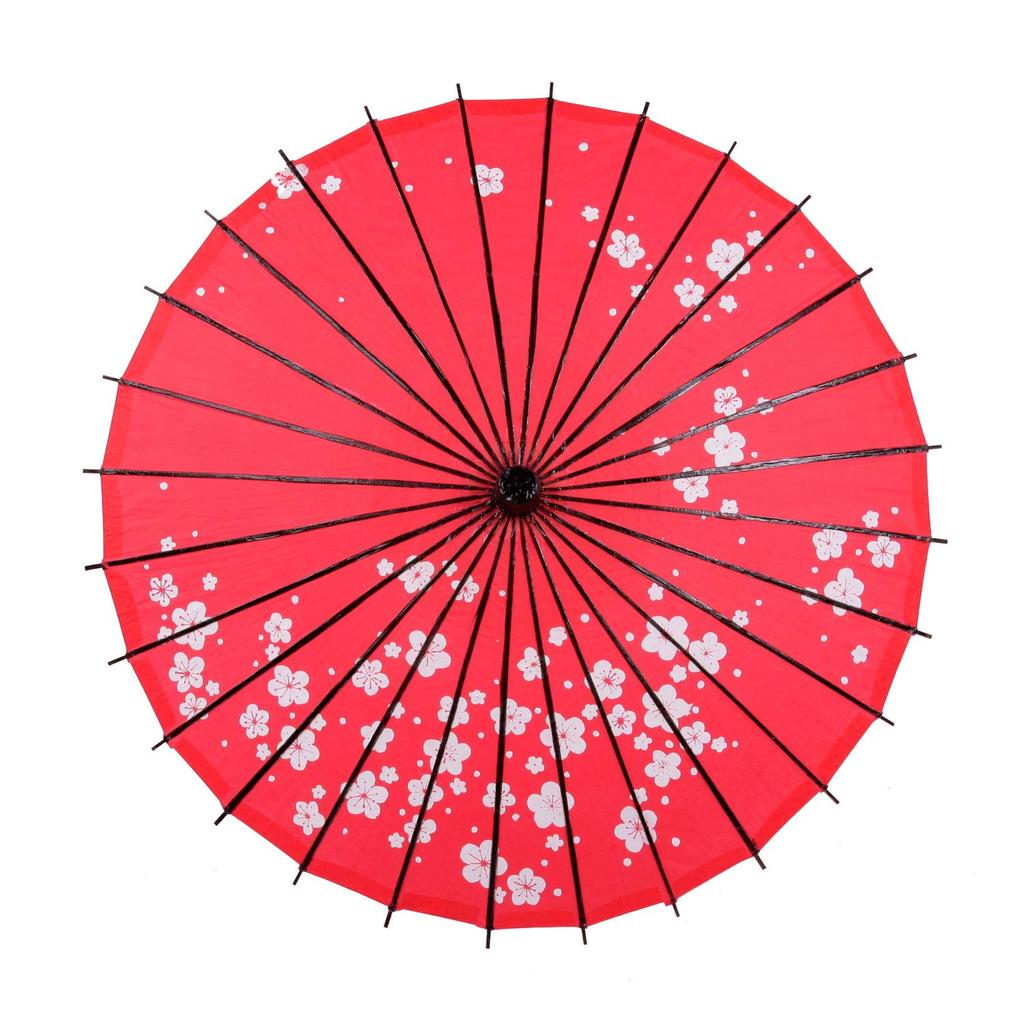Smiti Japanese Paper Diameter Plum Black Bone Umbrella, Umbrella, Parasol, Oil-filtered, 84cm, Blossom, Red,