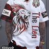 Men's 3D printed lion short-sleeved crew neck T-shirt for summer, soft and breathable, casual and comfortable, suitable for outdoor sports.