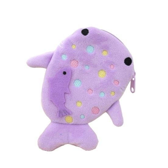 

Women Coin Purse Cartoon Colorful Shark Design Zipper Closure Small Wallet Kids Small Item Organizer Small Accessory Pouch