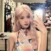 Choker Cruzado Estampado de Leopardo Estilo Y2K Millennial Collar Cadena para Clavícula Diamante Japonés Feng Shui Nicho