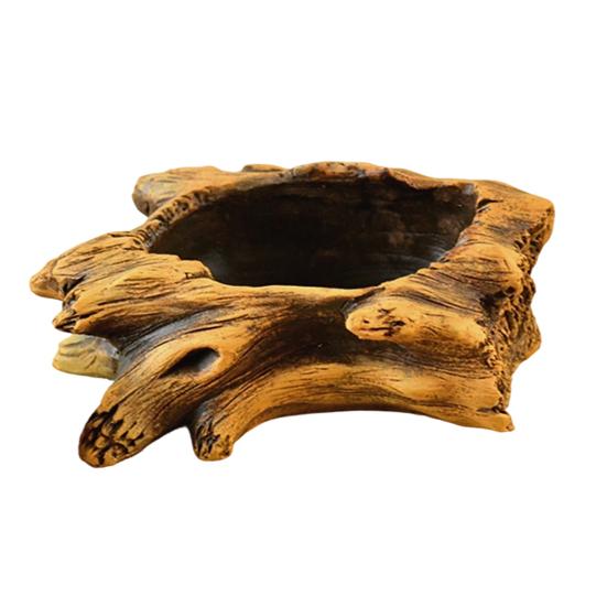 

Flowerpot Hand-Painted Imitation Old Tree Stump Shape Outdoor Garden Planter Cement Texture Weatherproof Plant Container 1