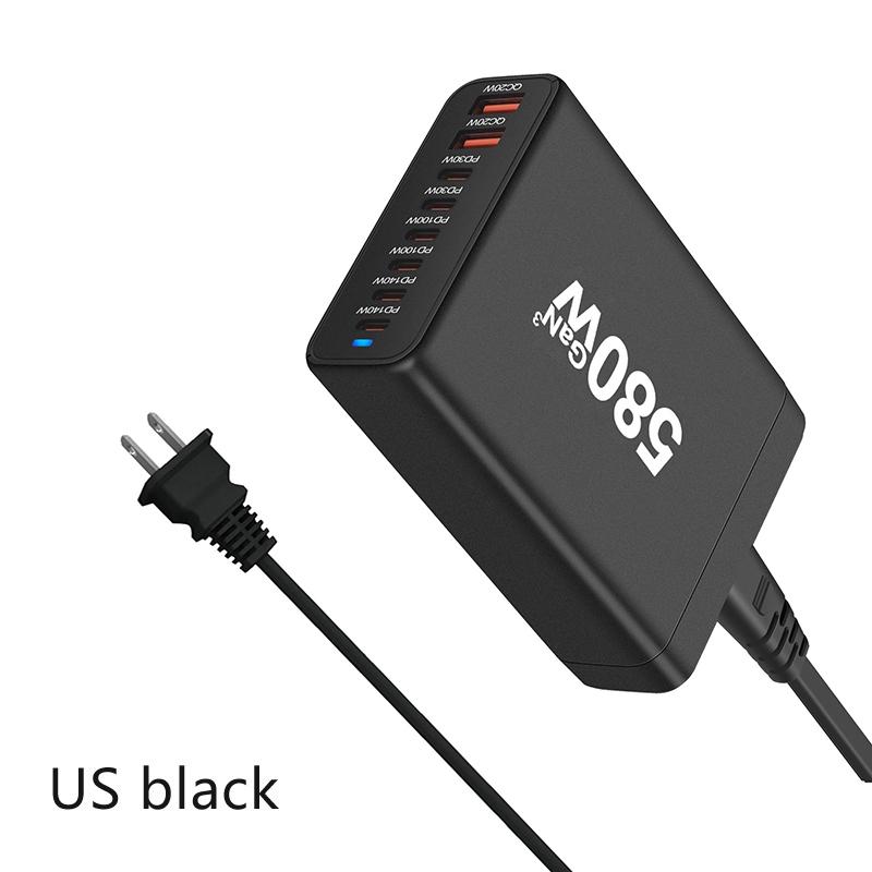580W Gan-Ladegerät 8-Port USB Typ C Desktop-Ladestation Telefon Schnellladung Für iPhone 16 15 iPad Macbook Laptop Tablet Samsung