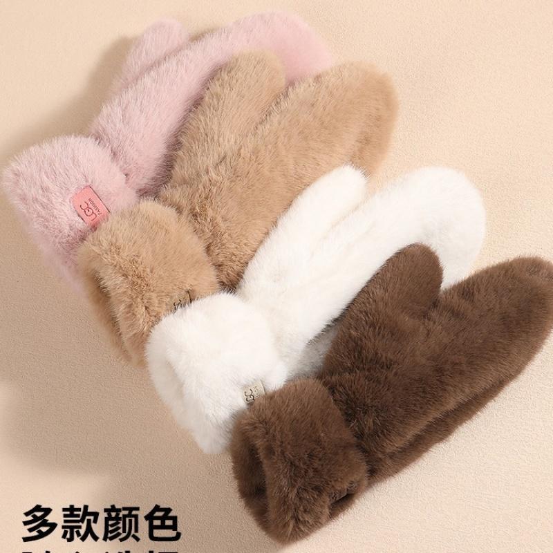 Winter New Thickened Plush Warm Gloves Fashionable Simple Solid Color Thermal Cold Weather Handwear