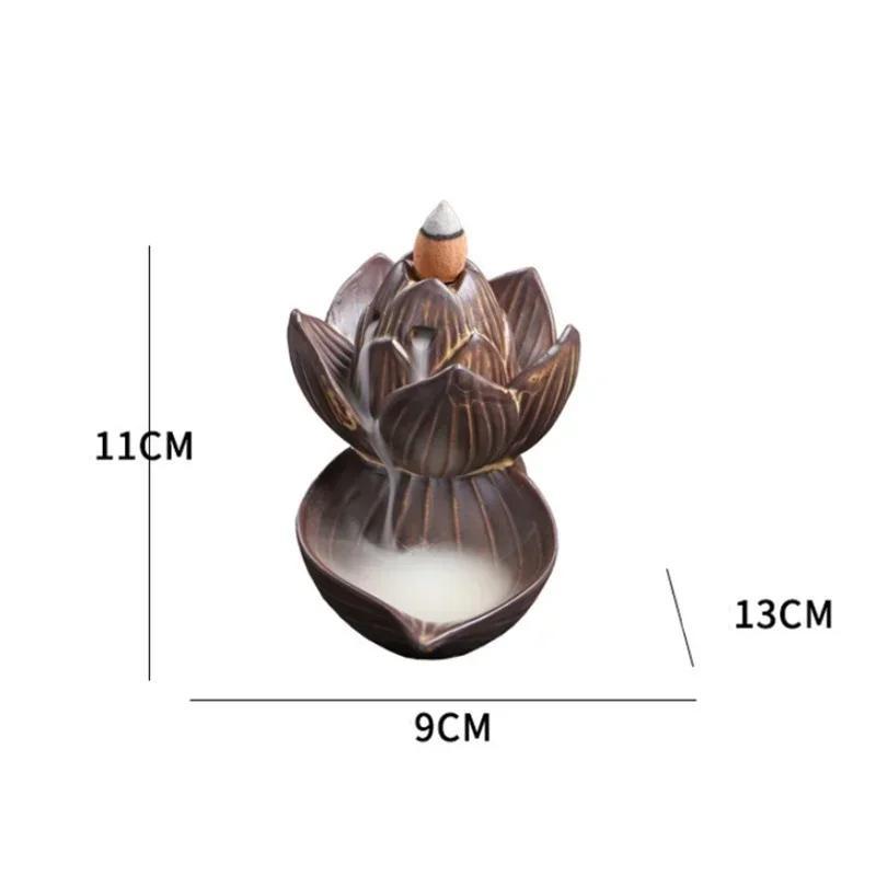 Antique Lotus Backflow Incense Burners Ceramic Aromatherapy Waterfall Incense Burners Creative Ceramic Ornaments
