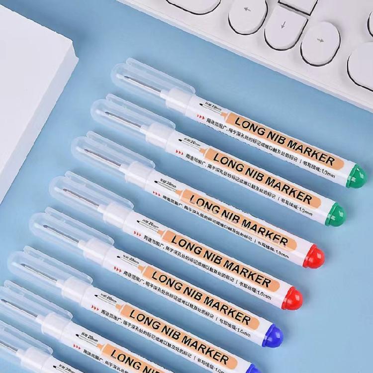Pack of 5 Thin Head Long Nib Marker Pens for Marking Deep Holes in Metal Wood