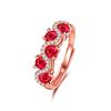 Korean Fashion Zircon Gemstone Ring with Interlaced Red Corundum Design