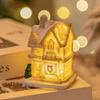 Resin Christmas Glowing Small House Cute Cartoon Table Decorations  New Year Decoration