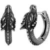 Rockyu Dragon Hoop Earrings for Men, Stainless Steel, Silver