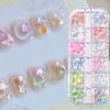 1 Set 3D Nail Art Grids Rhinestone Faux Charm 12 Pearl Bow Rose Flower Nail Design
