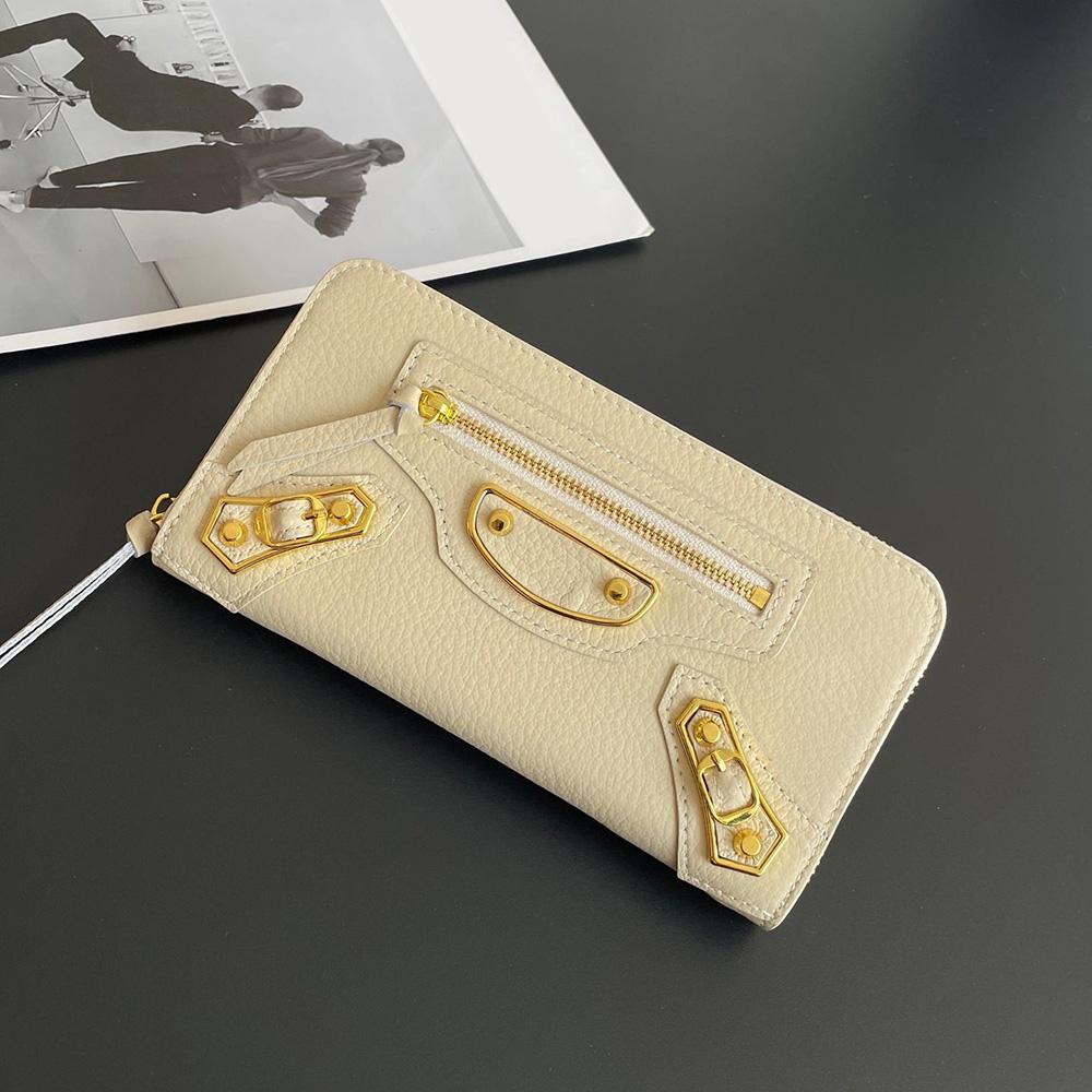 Retro Echtes Leder Damen Geldbörsen Luxus Markenstil Motorrad Lange Geldbörse Ohne Logo Hohe Kapazität Nieten Clutch Tasche Geldbörse