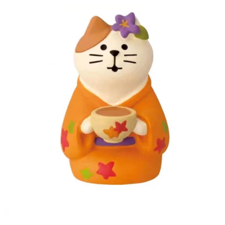

1pc Japanese Cat Ornaments Mid-Autumn Festival Tidy Toy Gifts Grocery Moon Cake Decoration Resin INS Doll Handicraft Ornaments m