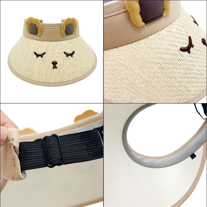 Chapéu Alto de Palha Infantil de Verão com Desenho Animado Céu Bonito Bebê Esportes ao Ar Livre Chapéu de Palha Menino e Menina Aba Larga Chapéu de Sol Proteção Solar