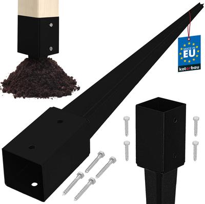 Kotarbau® Steel Post Base Ground Anchor For Pergolas, Gazebos, 81 X 81 X 750 Mm Black