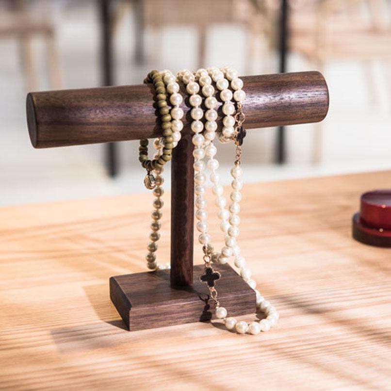 Rosewood Double-Layer Jewelry Stand: Bracelet & Watch Display Rack for Home Storage