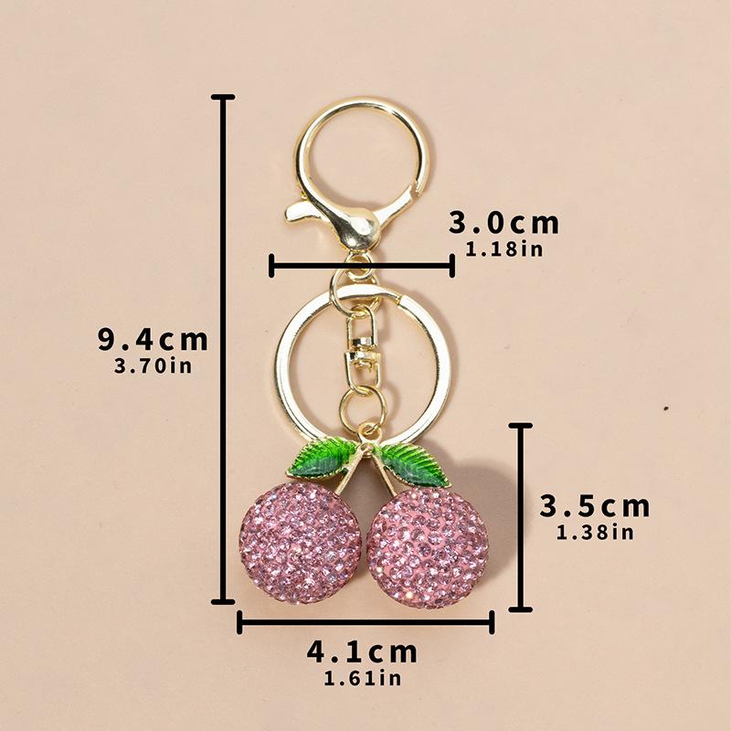Portachiavi Ciliegia con Strass di Lusso Portachiavi Ciliegia Scintillante Creativo Raffinato Ciondolo per Borsa Fascino Personalizzato per Borsa Regali di Compleanno