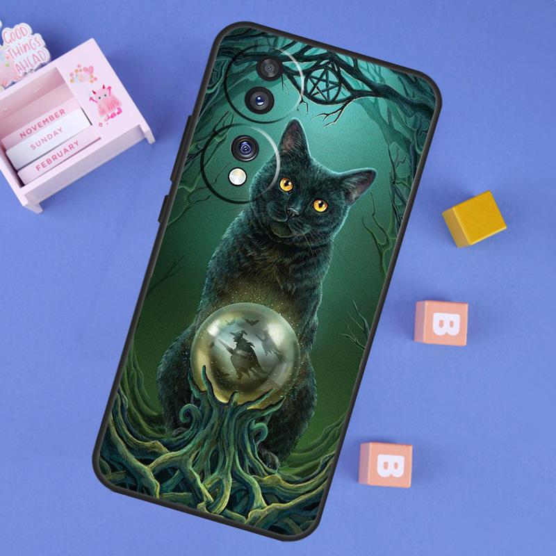 Halloween Witch Cat Case For Honor X9d X9a X9b X9c X8a X8b X8c 200 400 Pro 50 70 90 Magic 7 Lite 5 6 8 Pro Cover