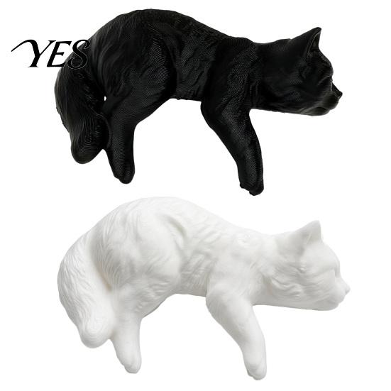 Soft Atmosphere Cat Statue Cute Figurine Computer Monitor Decor, 3D Printed Screen TV Cabinet Edge Topper, Small Kitten Car Dashboard Ornament
