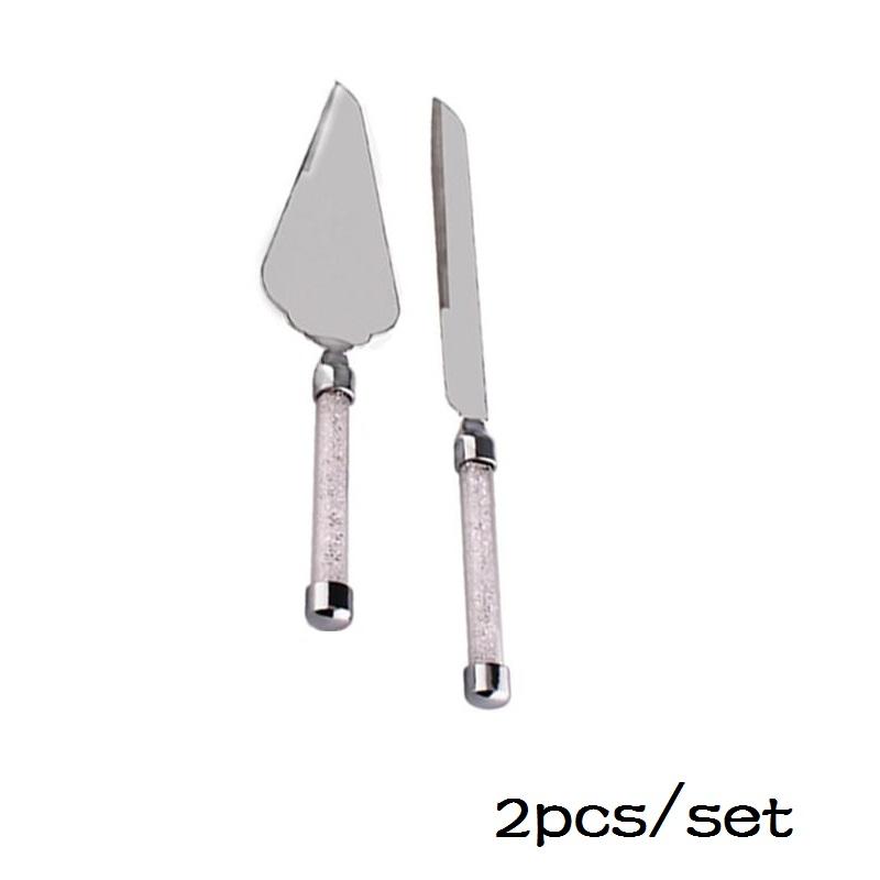 2pcs Wedding Cake Server Set Knife Pizza Shovel Tools Birthday Crystalline Party Gift Stainless Steel Elegant Pizza Dessert Tool