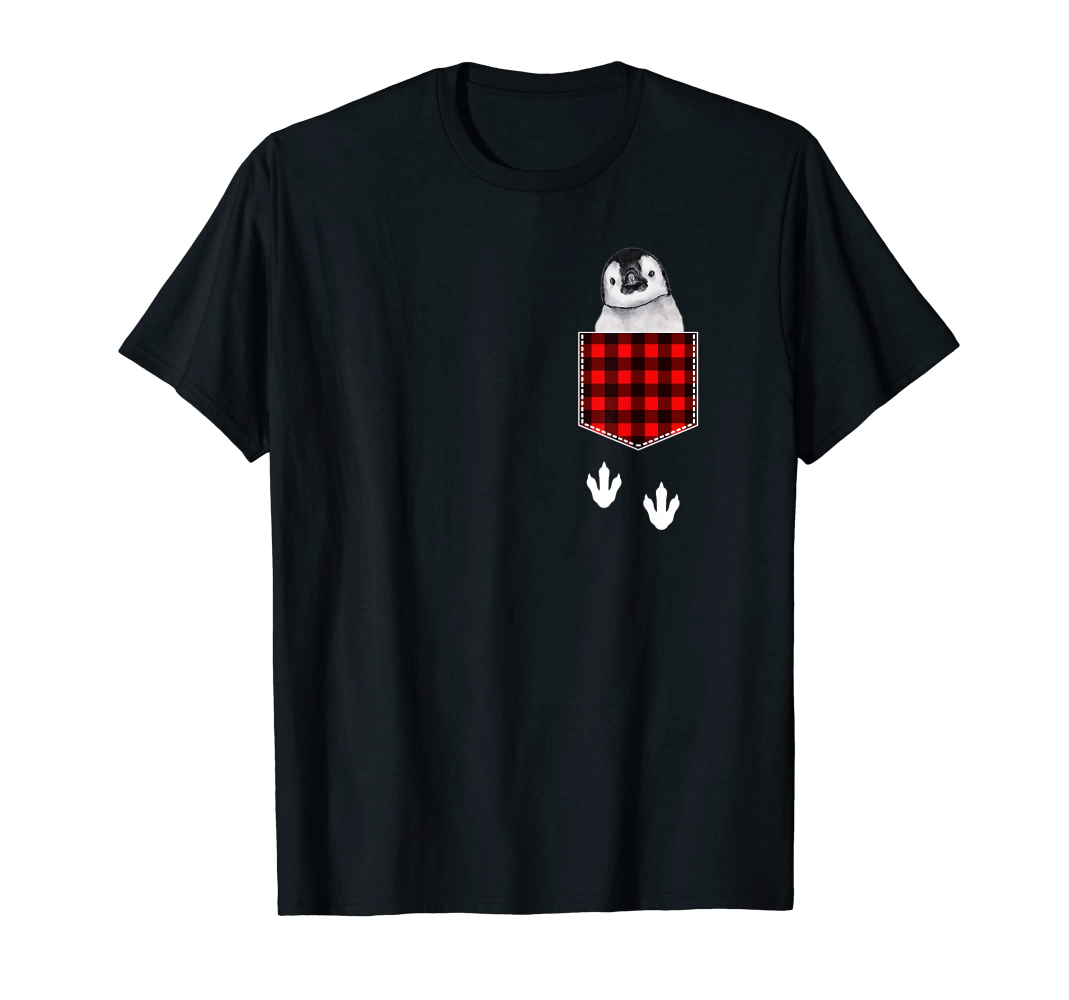 

Cute penguin peeking out of pocket T-shirt