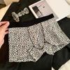 Boxer Underwear Elastic Mid-rise U-Convex Shorts Briefs Leopard Thin Perspective Print Sleeping Underwear Daily Wear