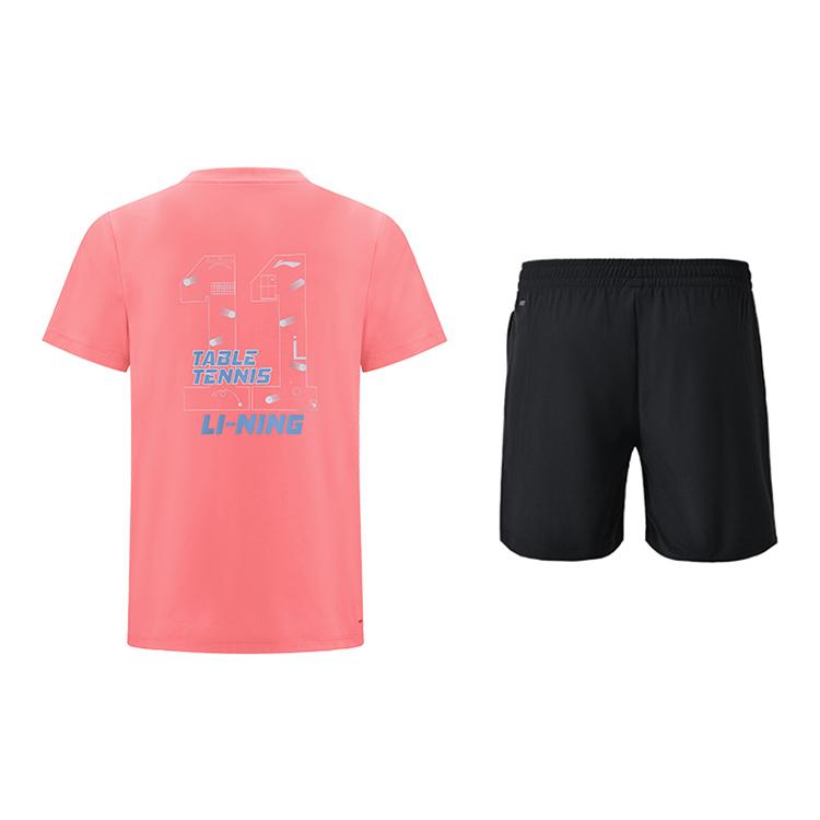 

Li-Ning Creative Digital Breathable Fashion Quick-Dry Round Neck T-Shirt Training Suit Casual Sports Set Unisex Tops AHSW063-3+AKSU789-3 S