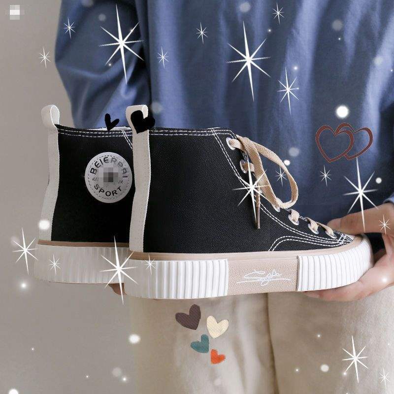 High-top Canvas Shoes Women's Velvet Korean Version Versatile 2025 Winter Warm Two Cotton Shoes Hyunya Wind Student Flat Baseplate Shoes